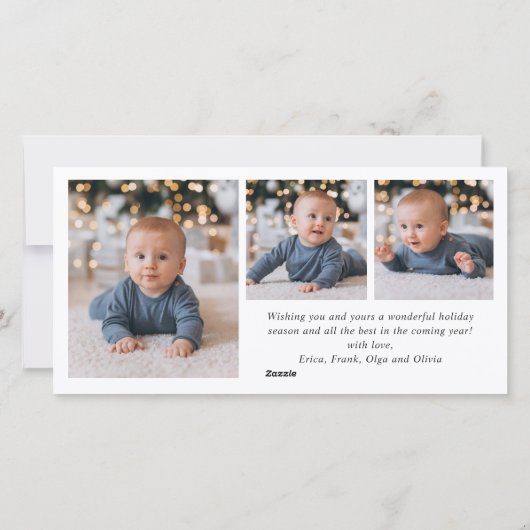 単エレガントに7写真スタイリッシュクリスマスグリーティング シーズンカード (裏面)