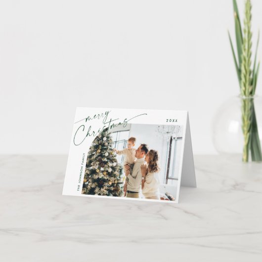 単エレガントに7写真スタイリッシュクリスマスグリーティング シーズンカード (正面)