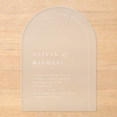 単エレガントタイポグラフィモダンアー結婚チ アクリル招待状 (正面)