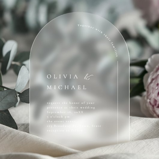 単エレガントタイポグラフィモダンアー結婚チ アクリル招待状