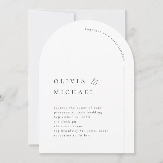 単エレガントタイポグラフィモダンアー結婚チ 招待状 (正面)