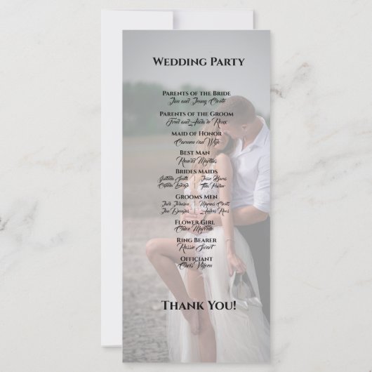 単エレガントタイポグラフィモダン結婚式 プログラム (裏面)