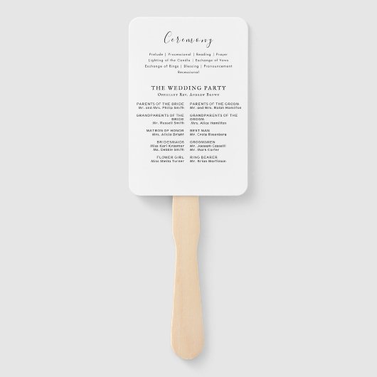 単エレガントタイポグラフィモダン結婚式 プログラム ハンドファン (裏面)