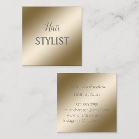 単エレガントモダンに～の金属金ゴールド名刺 スクエア名刺 (正面/裏面)