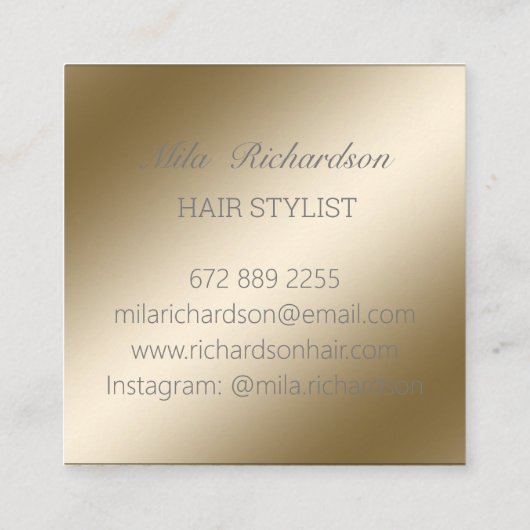 単エレガントモダンに～の金属金ゴールド名刺 スクエア名刺 (裏面)