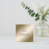 単エレガントモダンに～の金属金ゴールド名刺 スクエア名刺 (スタンド正面)