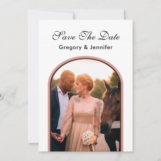 単エレガントモダン結婚に写真 セーブザデート (正面)