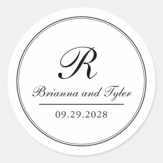 単エレガント伝統的結婚モノグラム ラウンドシール (正面)