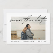 単エレガント文字縁ど白写真黒 セーブザデート (正面)