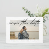 単エレガント文字縁ど白写真黒 セーブザデート (スタンド正面)