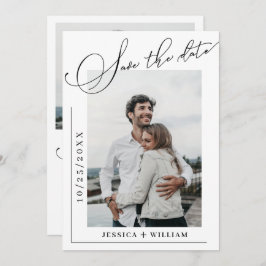 単エレガント書記結婚の2枚の写真 セーブザデート