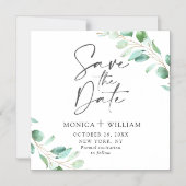 単エレガント水色ユーカリ結婚ス マグネット招待状 (正面)