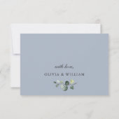 単エレガント水色ユーカリ結婚ス 出欠カード (裏面)