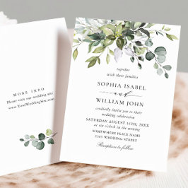 単エレガント水色ユーカリ結婚ス 招待状