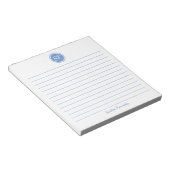 単エレガント淡い青の線モノグラム名 ノートパッド (アングル)