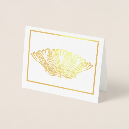 単エレガント金ゴールドまたは銀フローラオーナメント 箔カード (正面)