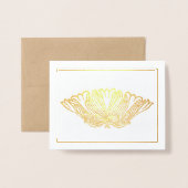 単エレガント金ゴールドまたは銀フローラオーナメント 箔カード (封筒付き正面)