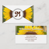 単グラム黄色ひまわり花屋エレガント三角形 名刺 (正面/裏面)