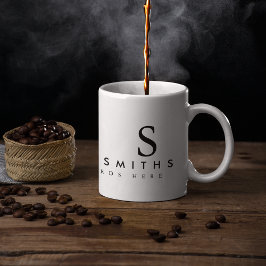単シンプルなる白(名前とイニシャル) コーヒーマグカップ