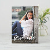 単スタイリッシュに |卒業発表 |白 案内状 (スタンド正面)