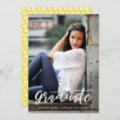 単スタイリッシュに |卒業発表 |白 案内状 (正面/裏面)