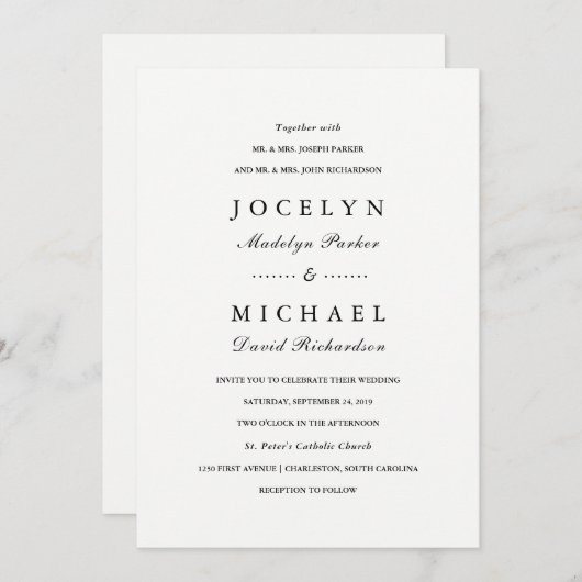 単スタイリッシュに | 白黒結婚の 招待状 (正面/裏面)