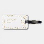 単パーソナライズされた結婚した得金ゴールド粉紙吹雪 ラゲッジタグ (裏面横)