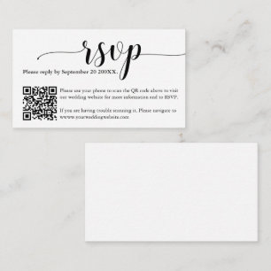 単ミニマルなる結婚式RSVPウェブサイトQRコードカード エンクロージャーカード