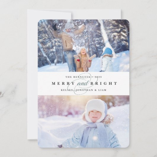 単メリーに | 2枚の写真のホリデーカード シーズンカード (正面)