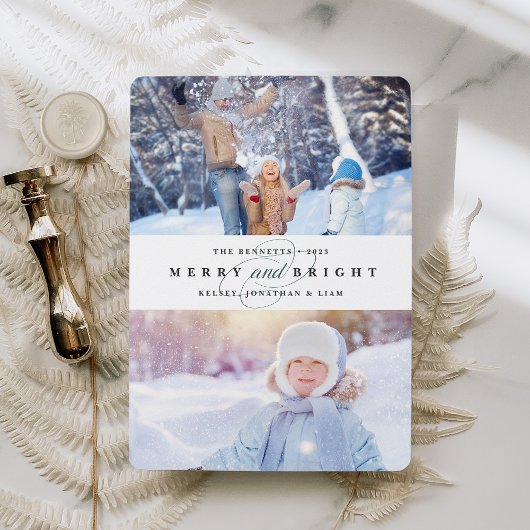 単メリーに | 2枚の写真のホリデーカード シーズンカード