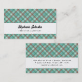 単モダンにシックな緑の赤い格子柄パーソナル コーリングカード (正面/裏面)