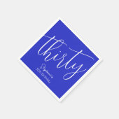 単モダンに王室のBlue 30th Birthdayをスクリプト スタンダードカクテルナプキン (角)