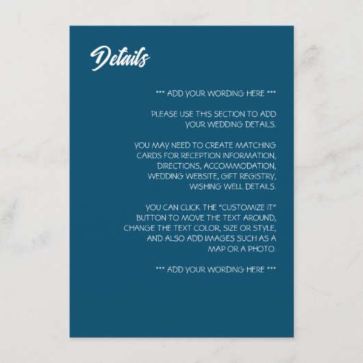 単モダンに、トレンディー結婚の詳細 エンクロージャーカード (正面)