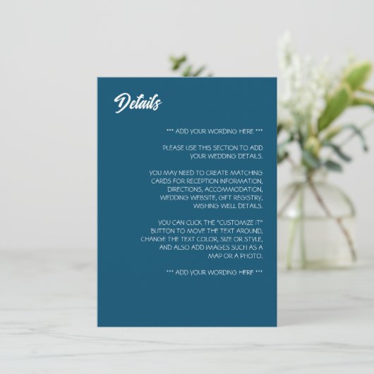 単モダンに、トレンディー結婚の詳細 エンクロージャーカード (スタンド正面)