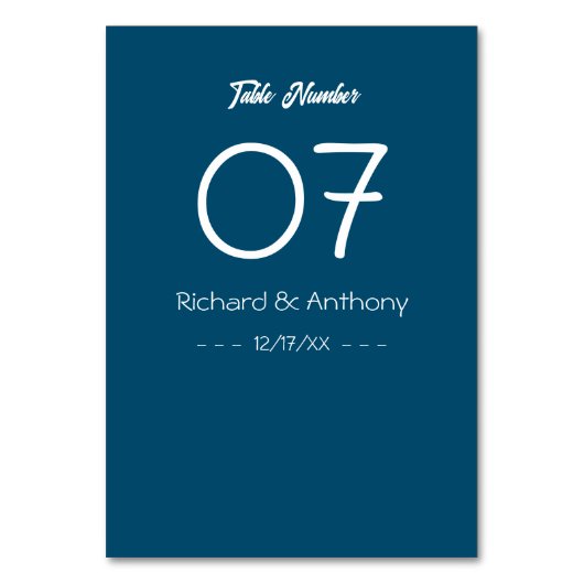 単モダンに、トレンディー結婚の テーブルナンバー (正面)