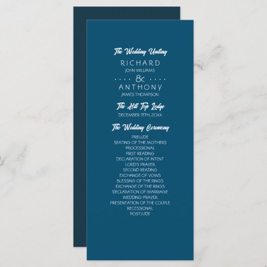 単モダンに、トレンディー結婚の プログラム (正面/裏面)