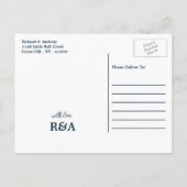 単モダンに、トレンディー結婚式の日付を保存 案内ポストカード (裏面)