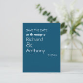 単モダンに、トレンディー結婚式の日付を保存 案内ポストカード (スタンド正面)