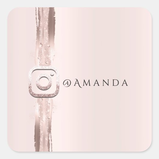 単モダンバラピンクスクエアインスタグラロゴ スクエアシール (正面)