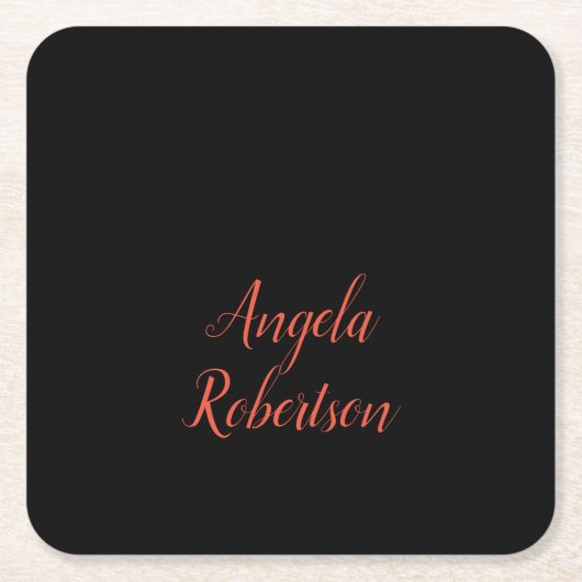 単モダン純シンプルミニマリストの名前 スクエアペーパーコースター (正面)