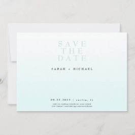 単モダン結婚氷青グラデーション セーブザデート