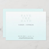 単モダン結婚氷青グラデーション セーブザデート (正面/裏面)