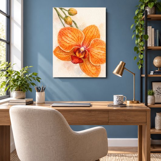 単一の花のモス・オーキッド植物画 ポスター