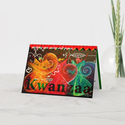 単一性および平和を望みます… Kwanzaa シーズンカード (正面)