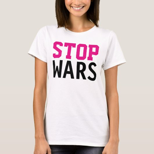 単文字デザインに「ストップ戦争」 Tシャツ (正面)