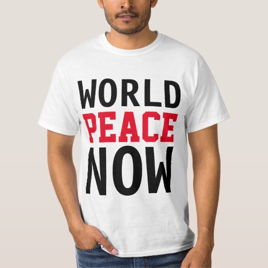 単文字デザインに「世界平和」 Tシャツ (正面)