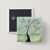 単独で私は抽象的な景色の芸術の曲がった木を待っていました 缶バッジ (正面&裏面)