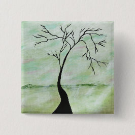 単独で私は抽象的な景色の芸術の曲がった木を待っていました 缶バッジ