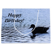 単独アヒルのwildlife湖水は写真撮影を波立てます ラージペーパーバッグ (正面)