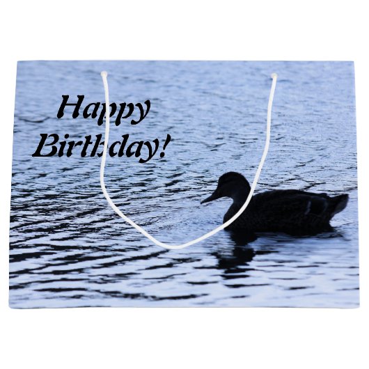 単独アヒルのwildlife湖水は写真撮影を波立てます ラージペーパーバッグ (正面)